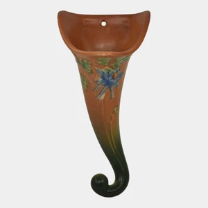 Roseville Columbine Brown 1941 Mid Century Modern Art Pottery Wall Pocket 1290-8 - Picture 1 of 6
