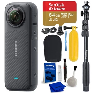 Insta360 X4 ONE X4 8K 360 Action Camera IN360ONEX4 - 6PC 64GB Accessory Bundle - Picture 1 of 5