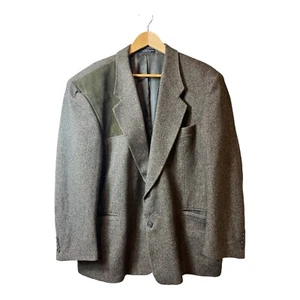 CHERESKIN Mens 46R Brown Sport Coat BLAZER Shoulder Patch Camel Hair Blend - Picture 1 of 11