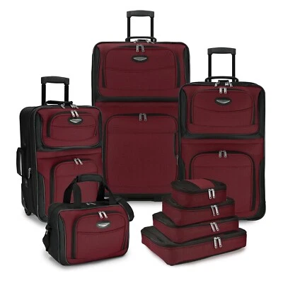 Travel Select Amsterdam 8 Pc Expandable Rolling Upright Luggage Set - Burgundy - Image 1 of 4