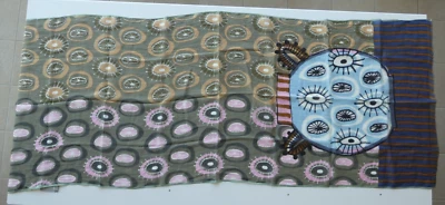 Epice PS-1976 хлопок и лен шарф с банкой и фруктами узор, C-Fossil цвет - Изображение 1 из 4