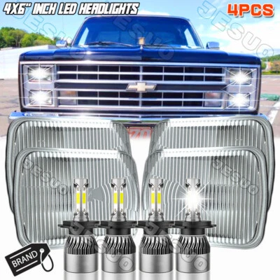 4PC 4x6" Inch LED Headlight For Chevrolet V10 V20 V30 R10 R20 Suburban 1987 1988 — 第 1/4 张图片