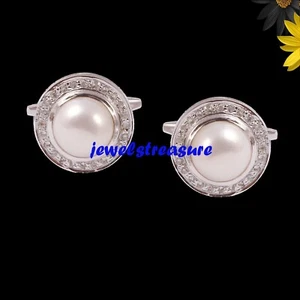 Süßwasserperle & Topas Edelsteine Mit 925 Sterlingsilber Herren Manschetten #J8 - Bild 1 von 6