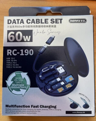 REMAX Multifunction Data Fast Charging Cable Set  Rd- 190 Pocket Size - Image 1 of 3