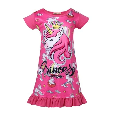 Camisón estampado unicornio niñas pequeñas arco iris camisón princesa vestidos de noche Foto 1 de 4