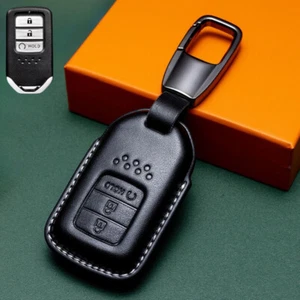 Genuine Leather Car Key Fob Case Cover For Honda Fit Accord CRV HRV Civic Pilot - Picture 1 of 4