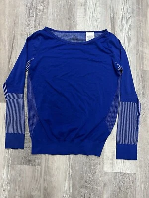 Camisa Nike Dri Fit Stay Cool Manga Larga Azul Crew Rendimiento Para Mujer Pequeña Foto 1 de 4