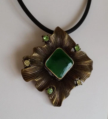 Kautschukkette Anhänger bronzefarben grün 4 cm K 231 - Bild 1 von 2