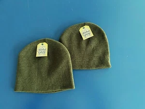 NEW Kids One Size FADED GLORY Knit Beanie Hat Olive Greenish Brown Hunting TWO - Picture 1 of 2