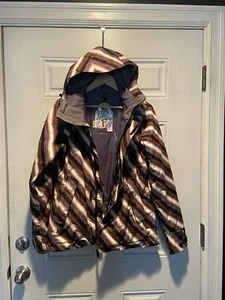 BURTON Size M Womens DryRide Hooded Striped Winter Ski Board Jacket Coat - Picture 1 of 10