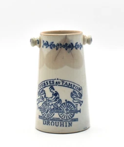 Saint Uze Pot à crème grès-cérame Courses au tampon Drouhin french cream pot - Picture 1 of 12