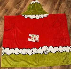Dr. Seuss The Grinch Hooded Throw Blanket w/ Hand Pockets Soft Plush 40x50” New! - Picture 1 of 5