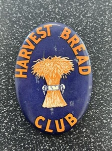 Harvest Bread Club 1930's Vintage Pin Local Advertising Large Oval Button - Picture 1 of 4