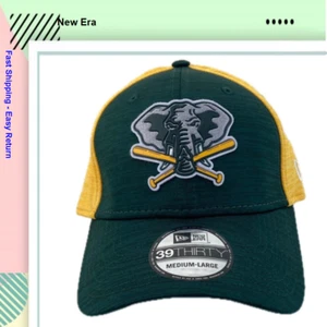 New Era Adult Oakland Athletics 39THIRTY Hat, Green/Yellow, Sz-M/L - Picture 1 of 4