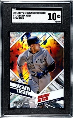 2021 Topps Stadium Club Chrome Derek Jeter Beam Team SGC 10 GEM MINT - Image 1 of 2