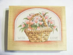 Sellos Suceden con Amor Flor Corazones Cesta #80053 Sello de Goma Madera Nuevo de Lote Antiguo - Imagen 1 de 2