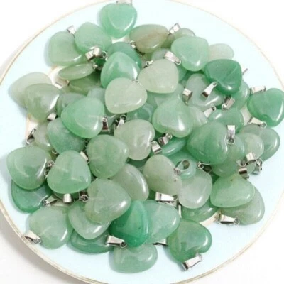 500pcs Natural Green Aventurine Stone Heart Pendants Wholesale Jewelry Making - Image 1 of 4