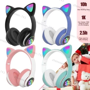 Kinder Kinder Kopfhörer Wireless Bluetooth Headset LED Lichter Katze Ohrhörer+ - Bild 1 von 19