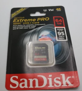 SanDisk Extreme Pro 64GB 95MB/s SDHC Card - Picture 1 of 3