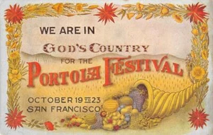 San Francisco PORTOLA FESTIVAL 1909 Poppies Border Poster-Style Antique Postcard - Picture 1 of 2