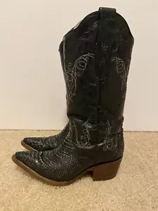 Stivali cowboy western JB Dillon donna taglia 8B neri ricamati made in Mexico - Foto 1 di 24