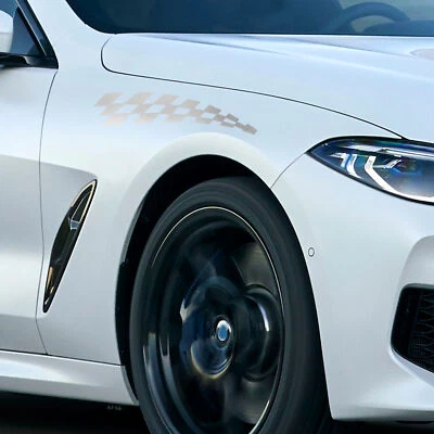 2x Folie Racing Flag Kotflügel 6,9x29,5cm Auto Dekor Aufkleber K175 Silber - Bild 1 von 4