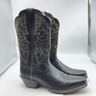 ARIAT Round Up Wide Square Toe Western Boots Limousine Black Womens Size 9