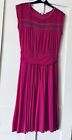 Boden Hot Pink Lace Dobby Semi Sheer Llyocell Jersey Easy Wear Dress UK12 L43"