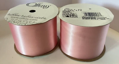 Offray Ribbon, Carnation Pink 2 1/4 inch Single Face Satin Polyester Ribbon - Image 1 of 2