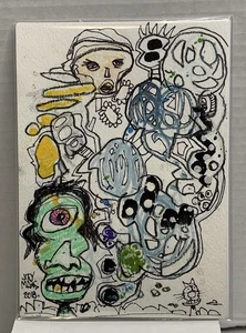 Raro dipinto firmato Joey Mars collezione HP Art 1 2018 CARTA ACQUERELLO 7x5 - Foto 1 di 8