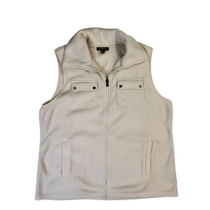 CHAPS Full Zip Fleece Vest Women's Size XXL Cream Off-White Pockets Soft EUC - Picture 1 of 7