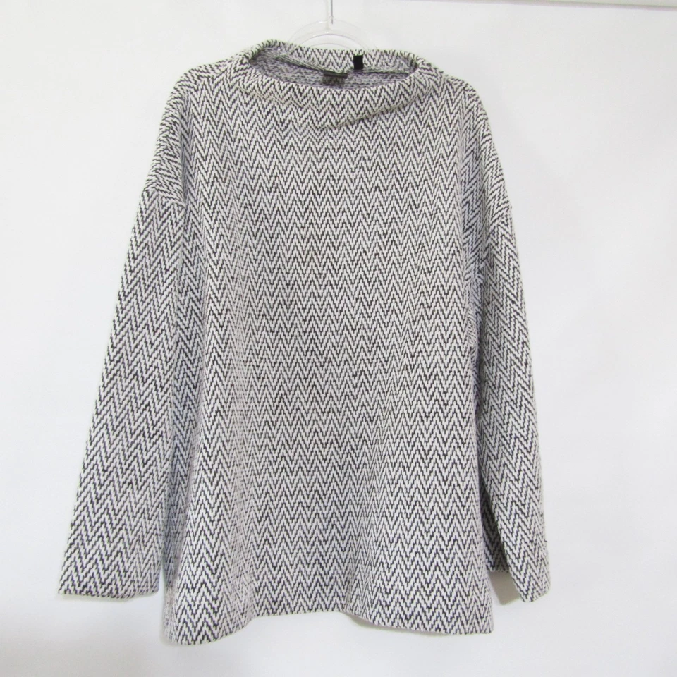 Suéter túnica suéter Rafaella talla grande 3X negro blanco suave manga larga Foto 1 de 4