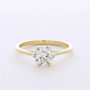 18K Gold Solitaire Engagement Ring Classic 1.71 CT Round Lab-Grown Diamond H VS2 - Picture 1 of 5