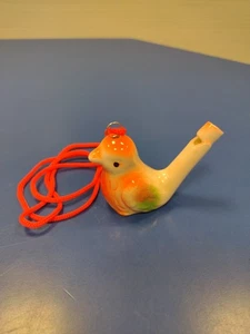 Vintage New Ceramic 3-D FIGURAL BIRD Water WHISTLE Hand Painted Art W/ Laynard - Picture 1 of 7
