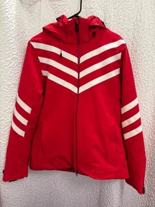 Perfect Moment Skijacke mit Kapuze Chevron rot weiß gefütterter Reißverschluss Damen Größe L - Bild 1 von 14
