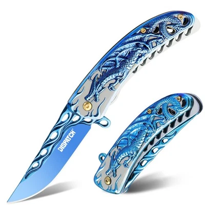 DISPATCH Folding Pocket Knife with Clip Spring Opening Knife EDC Pocket Knife W/Flipper