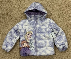 Disney Frozen Girls Zip Up Puffer Jacket Toddler 5T - Picture 1 of 6