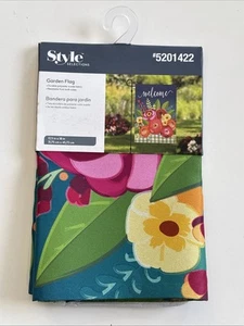 Style Selections Garden Flag 12.5” X 18” - "Welcome" with Colorful Flowers - Picture 1 of 4