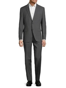 HUGO BOSS Charcoal Pinstripe GRAND/CENTRAL US Virgin Dual-Vent Suit 38R x 32W - Picture 1 of 9
