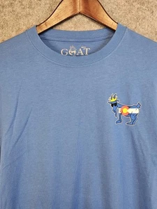 Goat USA Men's S Blue Colorado Flag Logo Long Sleeve Tee T Shirt Shirt Top - Picture 1 of 11