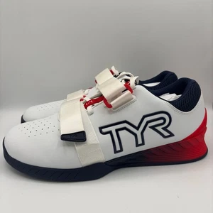 TYR L-1 Lifter Schuhe Herren Größe 11,5 rot weiß blau Gewichtheben Fitnessstudio einmal getragen - Bild 1 von 10