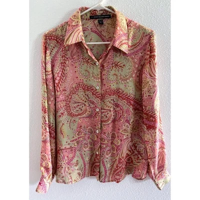 Blusa de seda vintage Ellen Tracy para mujer 12P rosa cachemira lujo carrera años 90 Foto 1 de 4