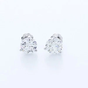 2 Carat G SI2 Round Brilliant Earth Mined Certified Diamonds 14k Gold Studs - Picture 1 of 9