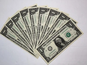 Sequence Serial Numbers |  $1 Bills | (9 ) - NINE $1 BILLS | UNCIRCULATED | CRSP - Picture 1 of 3