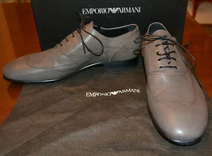 NIB EMPORIO ARMANI DRESS FORMAL LEATHER SHOES SZ US 7.5 EU 39.5 ITALY $495 - Picture 1 of 7