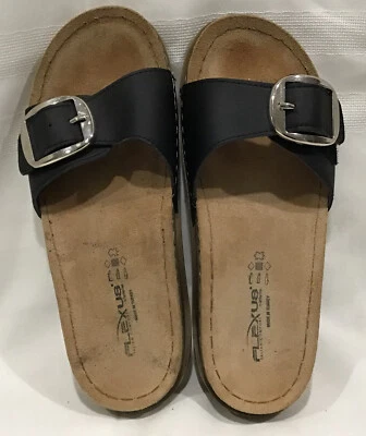 Spring Step Flexus Black Slide Sandals Women Italian Comfort Made In Turkey 38 - Image 1 of 4