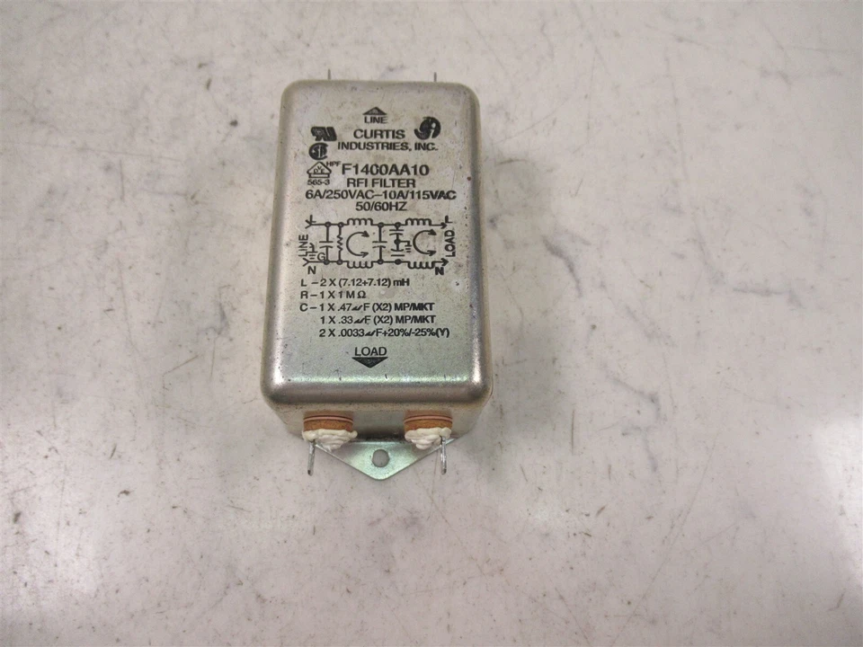 Curtis Industries F1400AA10 RFI Filter 6A/250VAC-10A/115VAC 50/60Hz  - Image 1 of 4