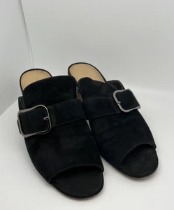 Marc Fisher Rima Suede Buckle Peep Toe Slide Mules Shoes Size 10 - Picture 1 of 7