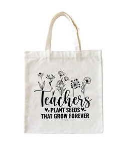 Teacher Appreciation Gifts Canvas Tote Bags Aesthetic Teacher Gift Reusable G... - Picture 1 of 5