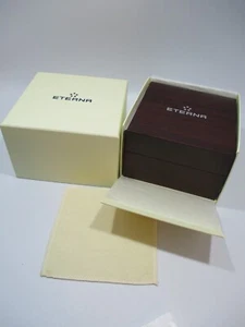 Genuine ETERNA Brand Dark Brown Watch Box in Carton Set & Cleaning Cloth All NOS - Bild 1 von 10